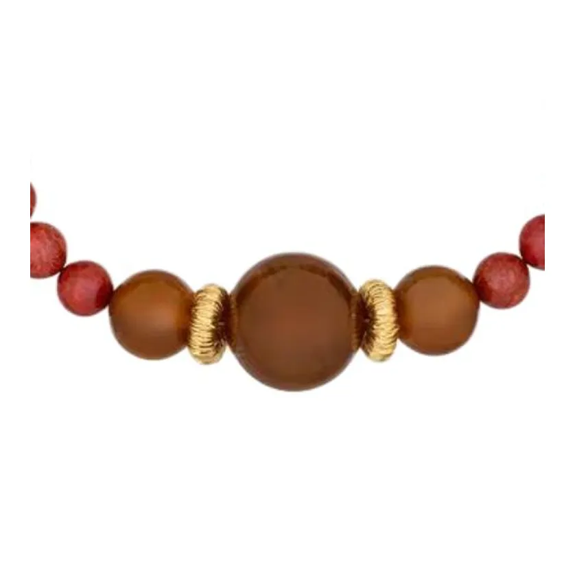 SAINT LAURENT Resin Metal Necklaces Unisex Brown