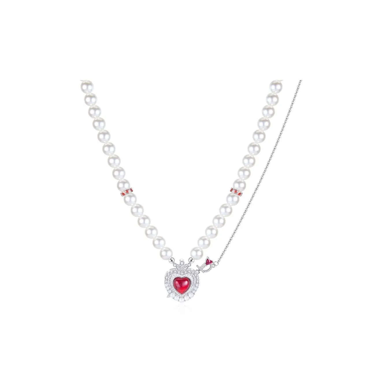 PARANOID PUPPY Pearl Glamorous Style Vintage Heart Necklace Women's