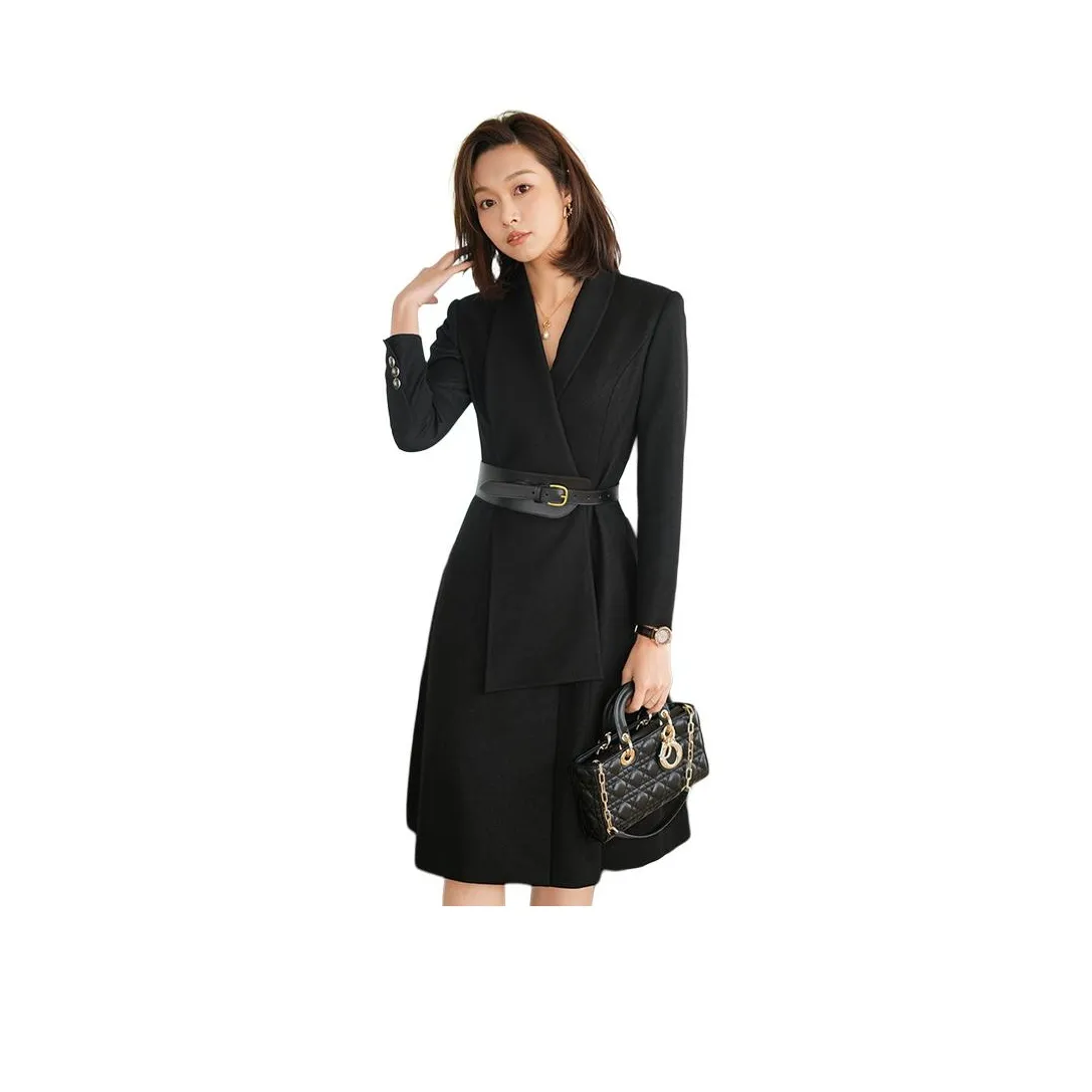 ONE SHALLOW Длинное платье с длинным рукавом женское черное