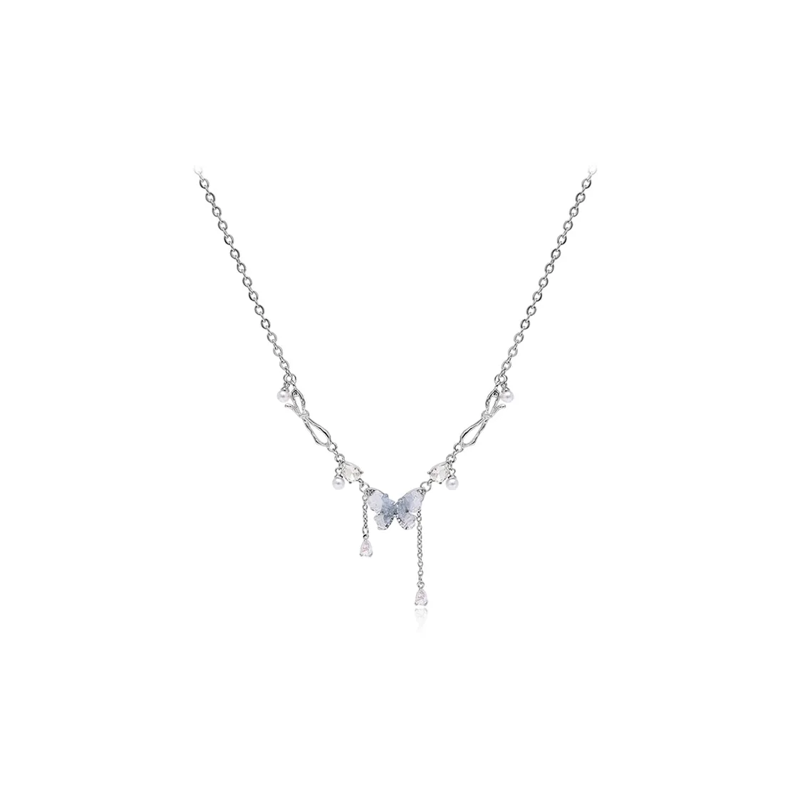 WANLIACC Сплав Ледяной Синий Бабочка Ожерелье Женское