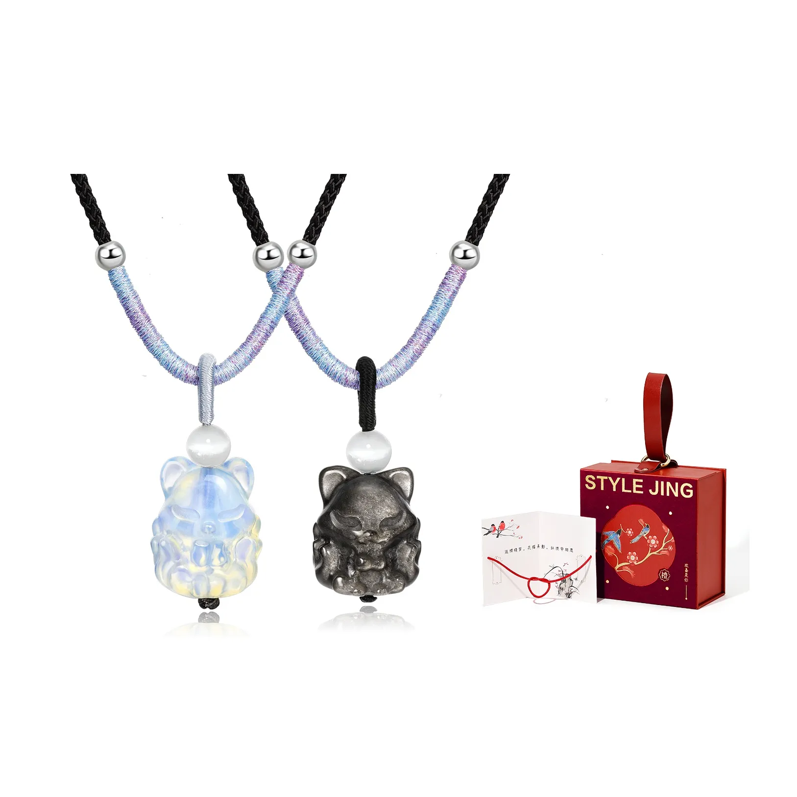 STYLEJING Серебряный SHEEN Обсидиан Опал Ожерелья Унисекс