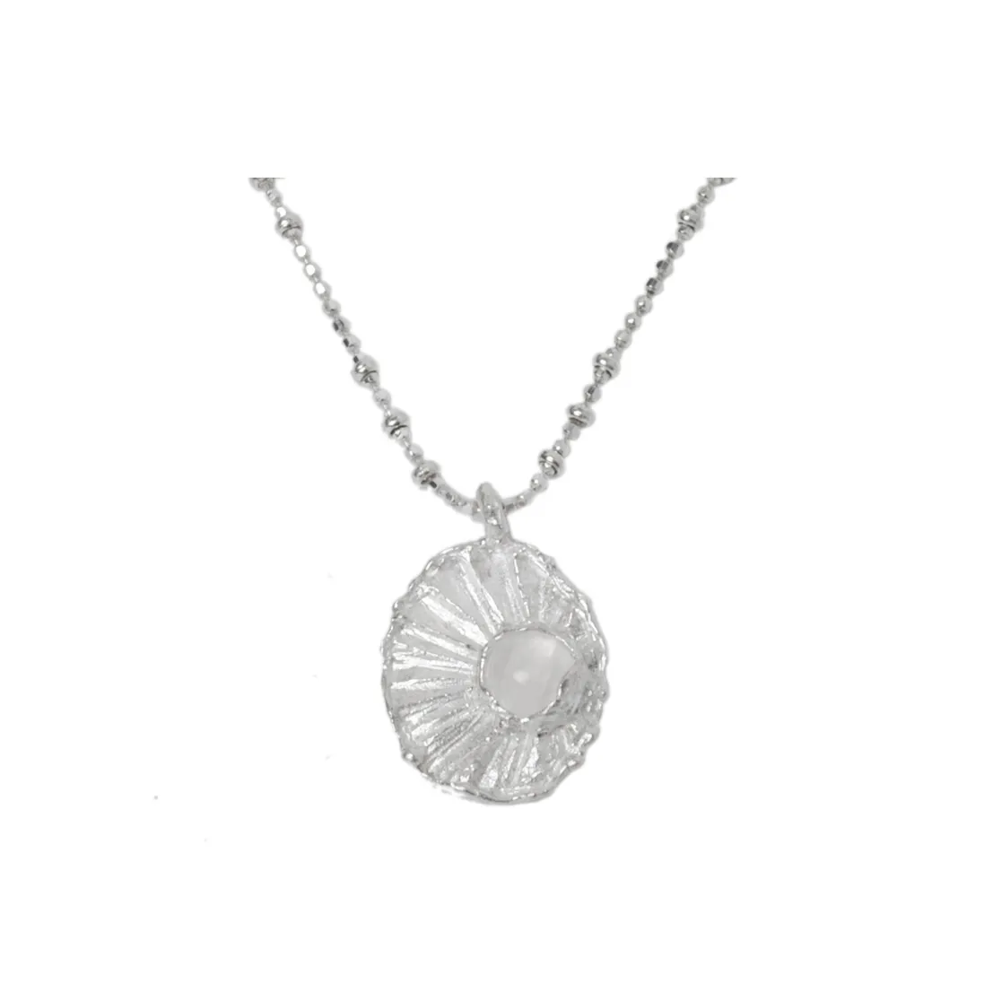M.Wong 925 Sterling Silver Inlay Moonstone Shimmer Layering Collarbone Chain Necklace Women's