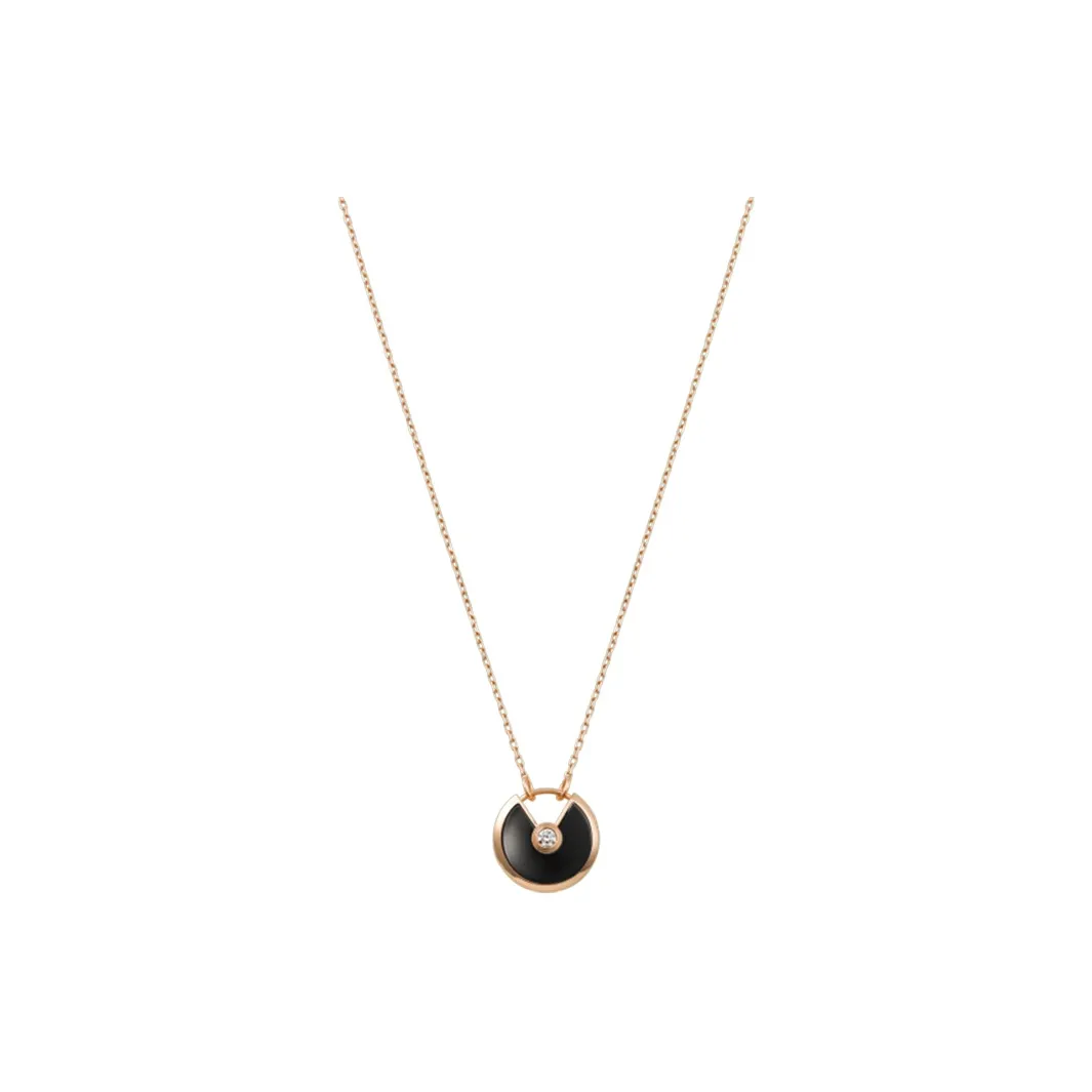 Cartier 18kt Rose Gold Amulette Onyx And Diamond Necklace