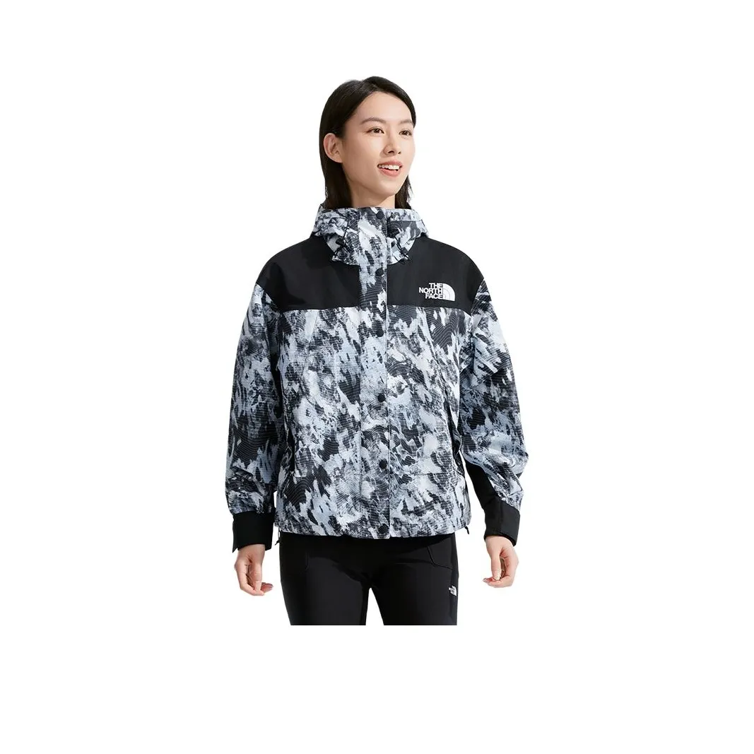 THE NORTH FACE Women's DryVent Mono Mountain Short Jacket Virtual Blue Trail Grid Print