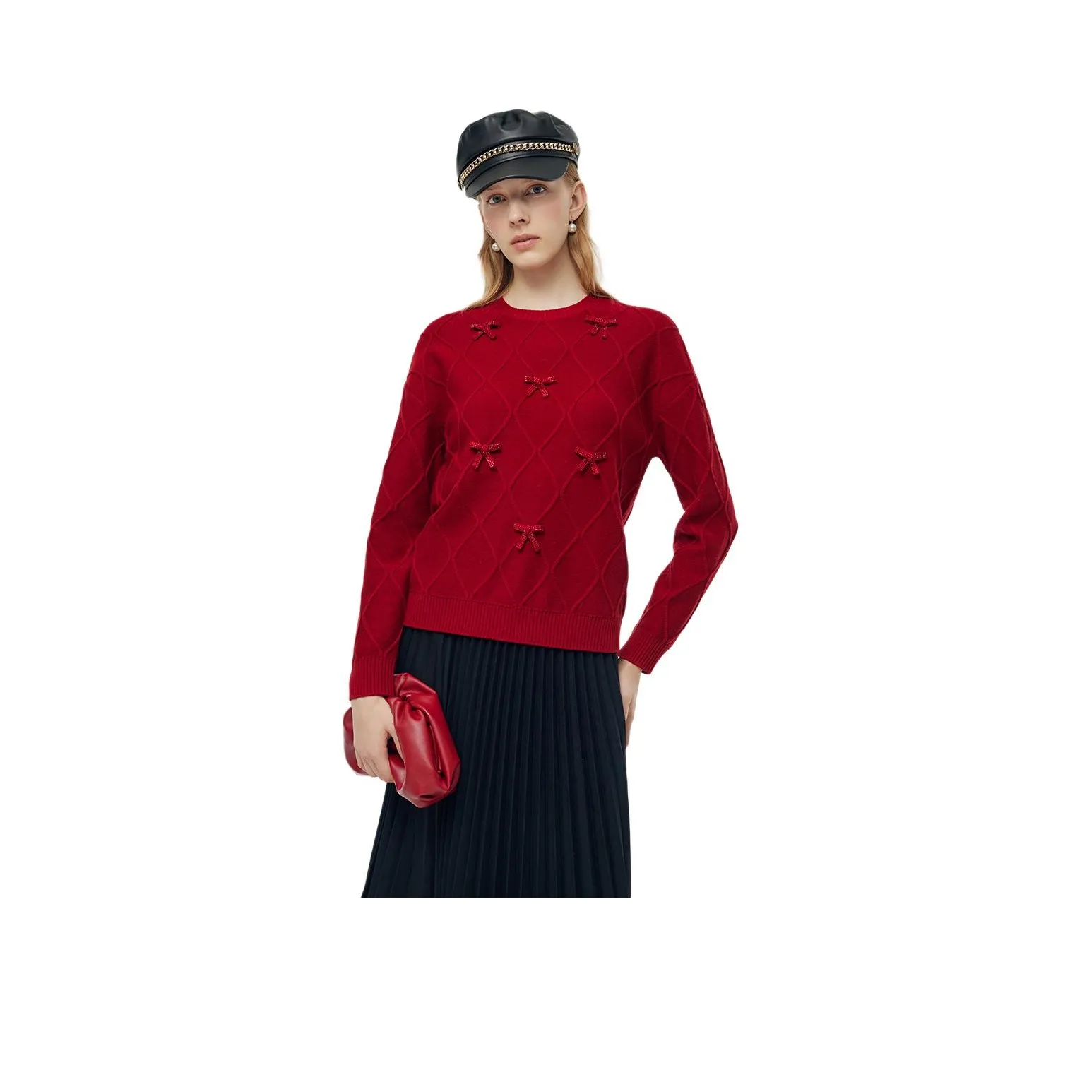 GOELIA Свитер Женский Перечно-Красный