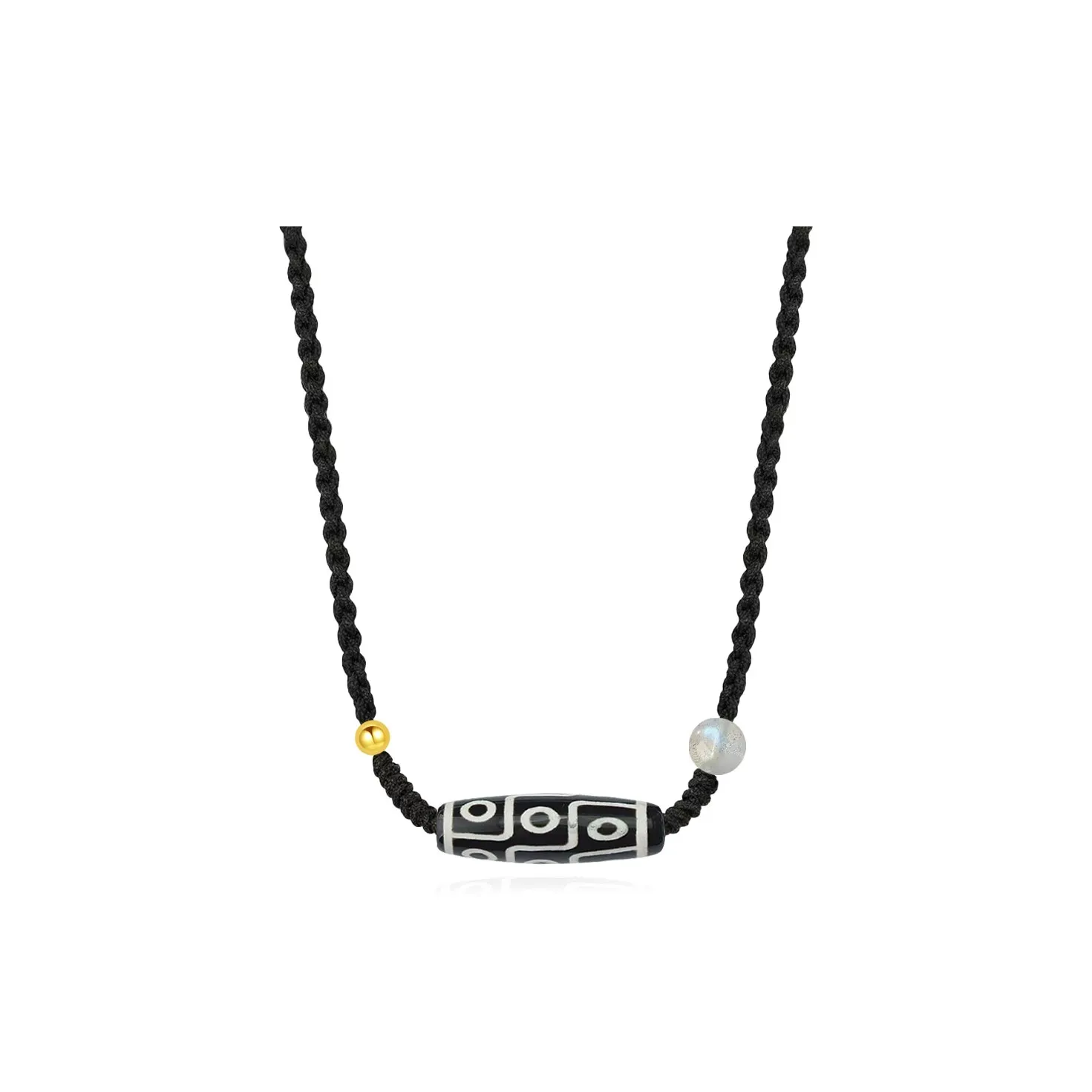 Master Kim Solid Gold Bead With Agate Necklaces Unisex