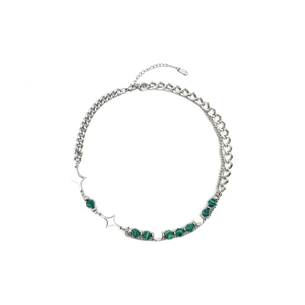 FOREVER MELODY Титановые стальные ожерелья унисекс серебряный зеленый