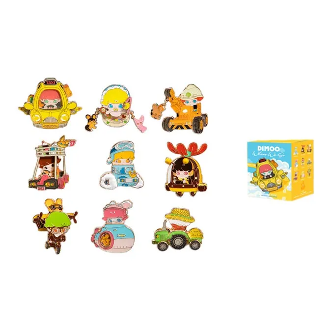 POP MART Коллаборация Edition DIMOO Where To GO Collection Значок Слепые коробки Один Blind Коробка Целая коробка 9 шт