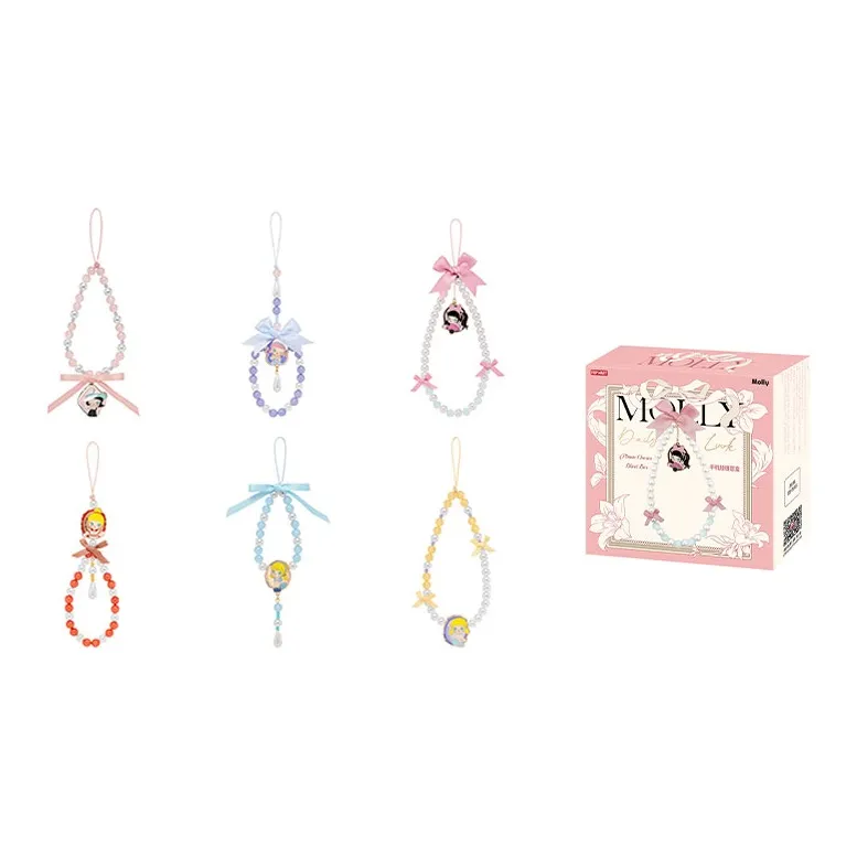 POP MART Коллаборация MOLLY Daily Look Коллекция Мобильный телефон Подвесная цепочка Слепые коробки Один Mystery Коробка Полная коробка 6 шт