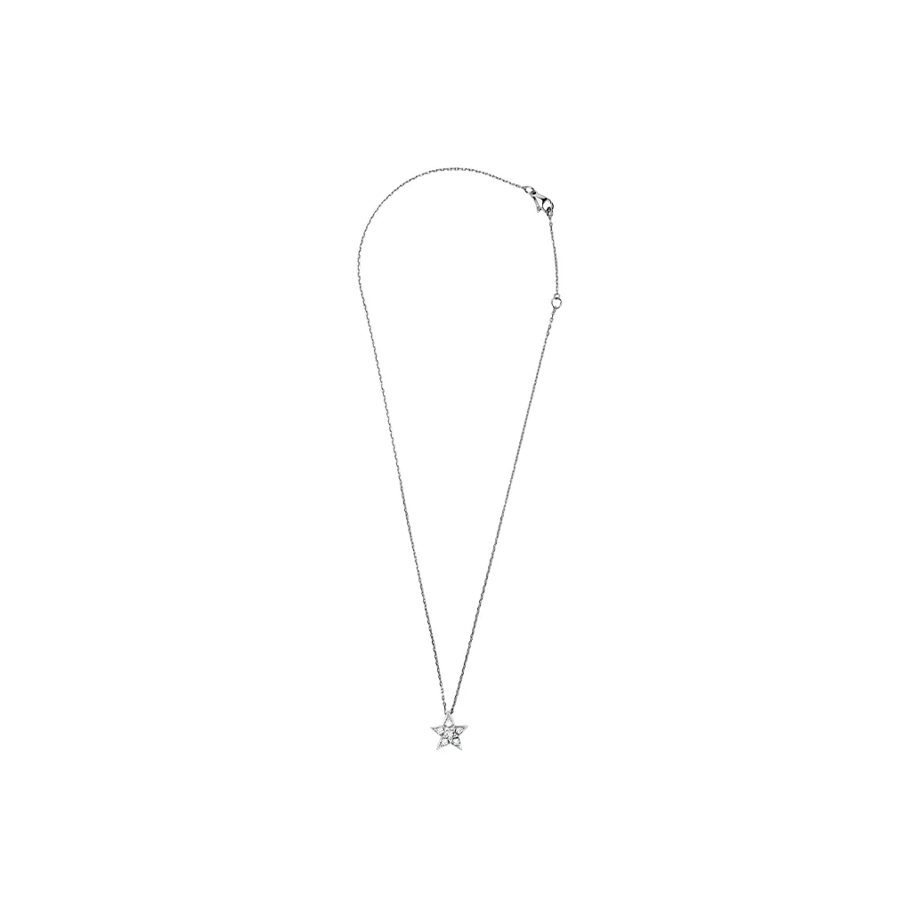 CHANEL Rhinestone Embellished Necklaces Women's White Gold