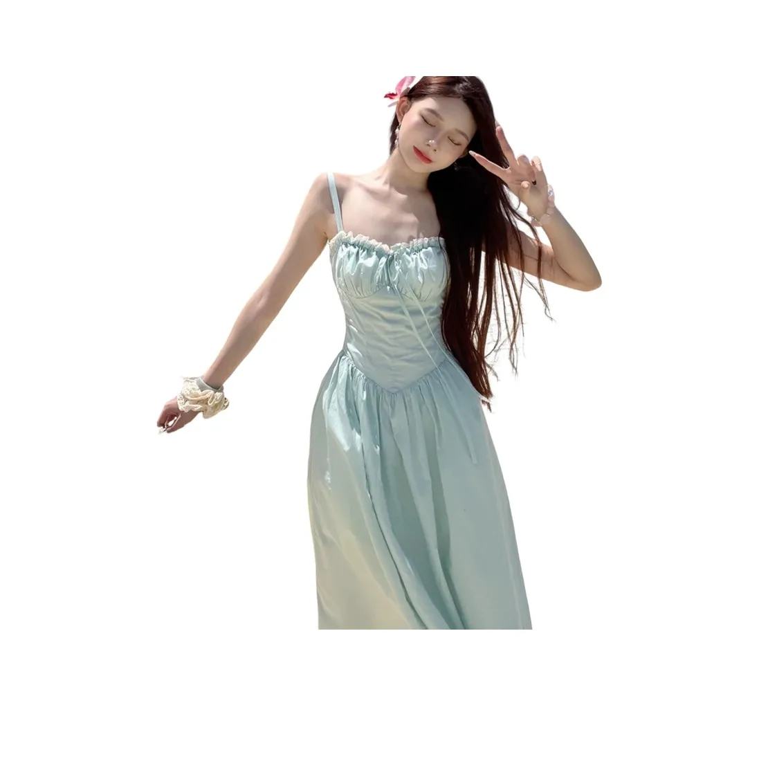 YICHEN Slip Платье Женское Большое с открытой спиной Мятно-зеленый