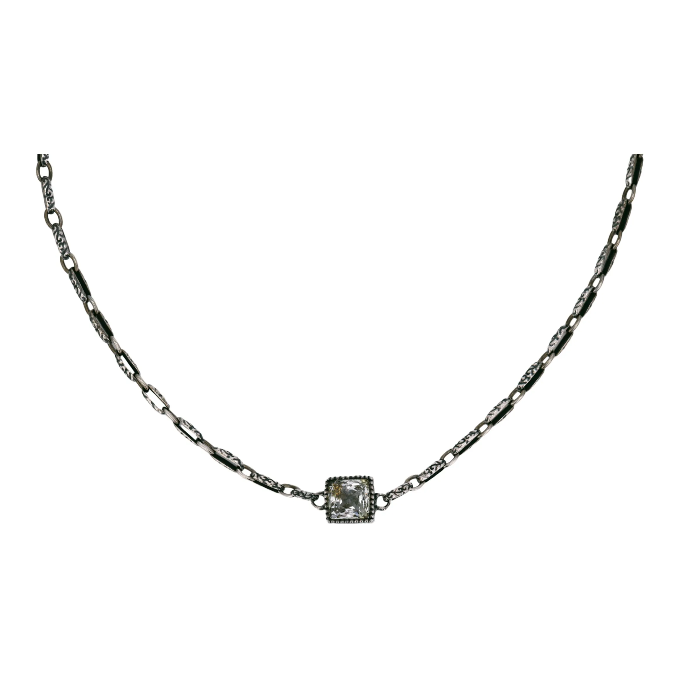 GUCCI Sterling Silver, Synthetic Crystal Necklaces Unisex Silver