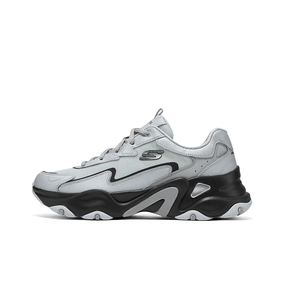 Skechers Shock Absorbers Abrasion Resistant Slip Resistant Low Top Chunky Sneakers Men's Gray Black