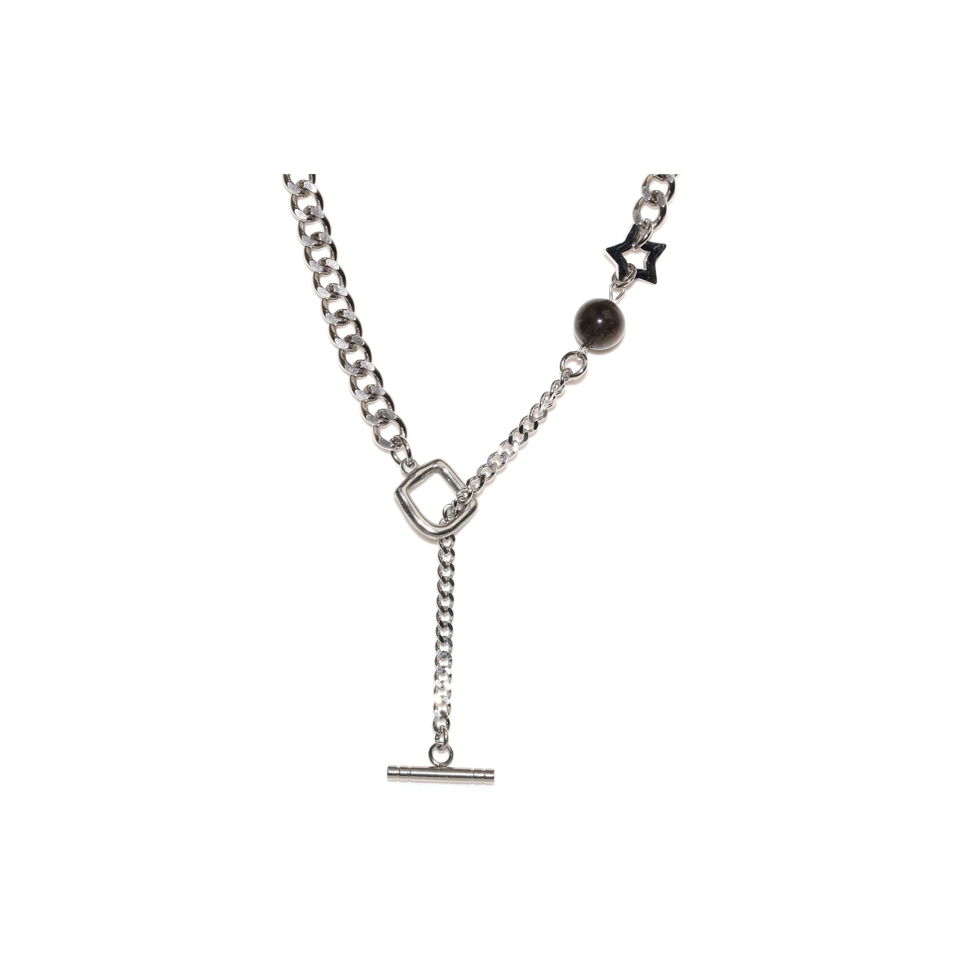 SHIYI N CIFANG Серебряный SHEEN Обсидиан Титановая сталь Ожерелья Унисекс