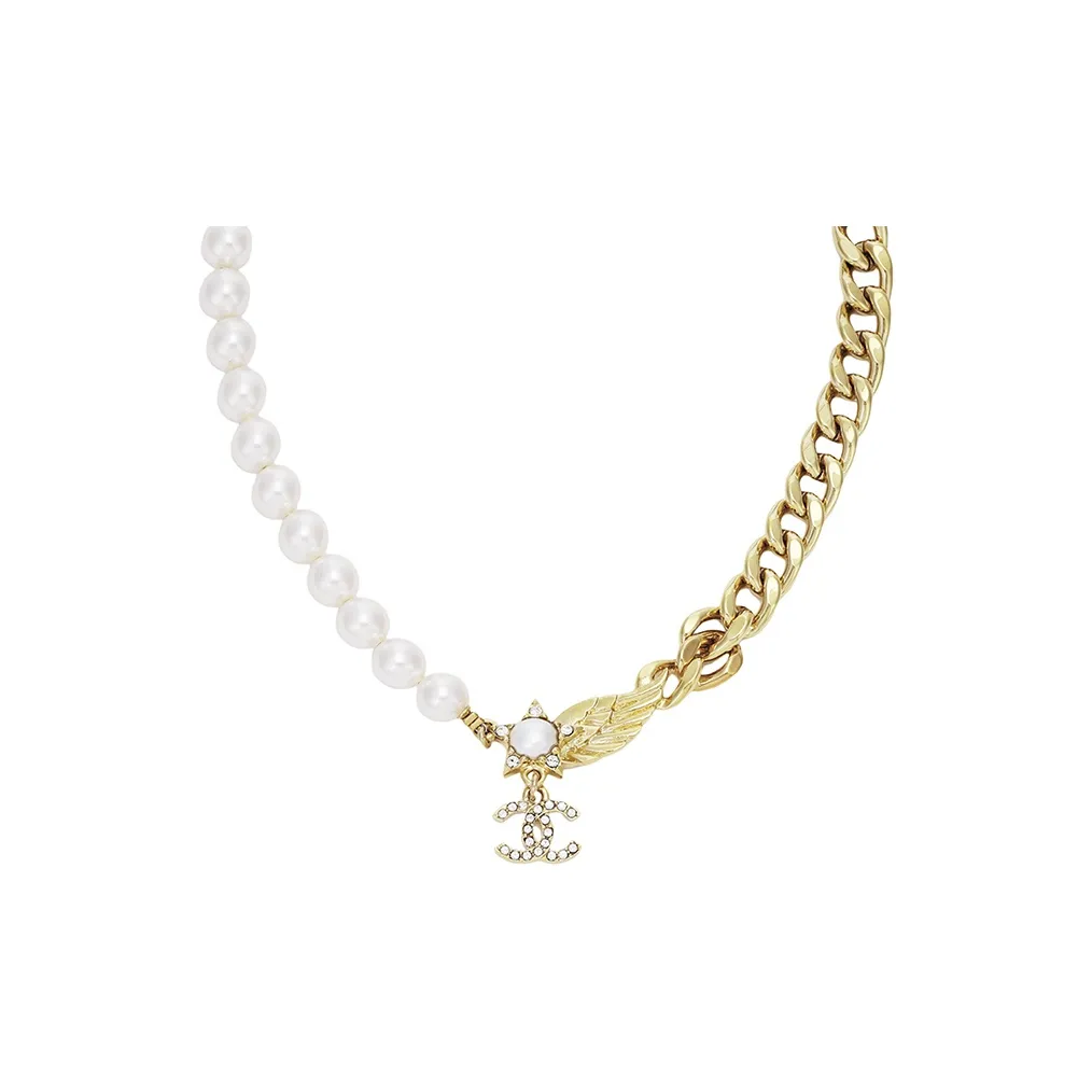 CHANEL Metal, Artificial Pearl, Rhinestone Necklaces Women's Gold
