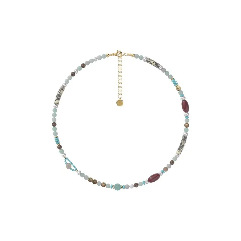 GOOGMO Wood Grain Stone Necklaces Women's
