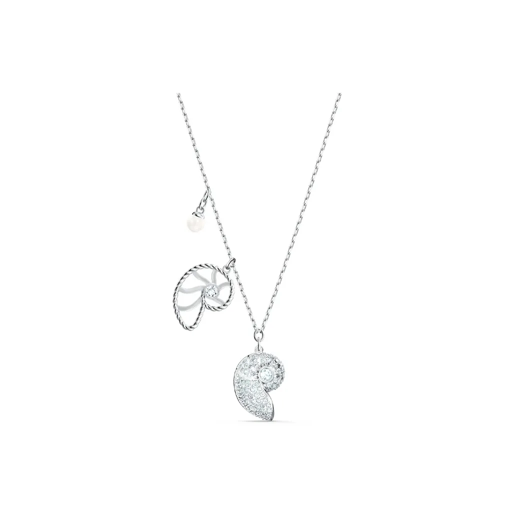 Swarovski Shell Faux Pearl Necklaces Women's White Gold Plated
