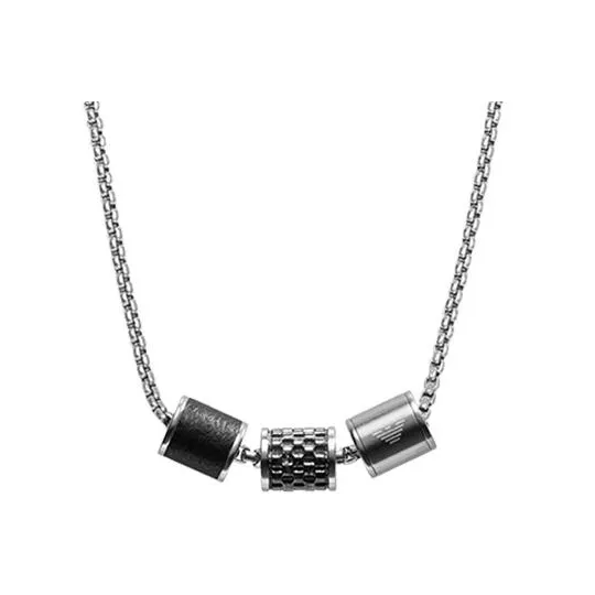 EMPORIO ARMANI Steel Necklaces Men's Silver/Black