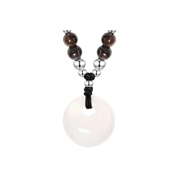 Jodie Kevin Серебряный SHEEN Обсидиан Ожерелья Унисекс