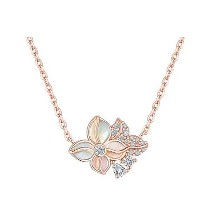 GRACE GIRL 925 Sterling Silver, White Mother Of Pearl Necklaces Women's
