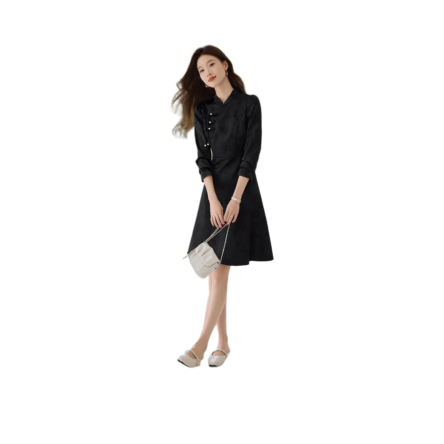 Mo Han Yi Mei Long Sleeved Dresses Women's Black