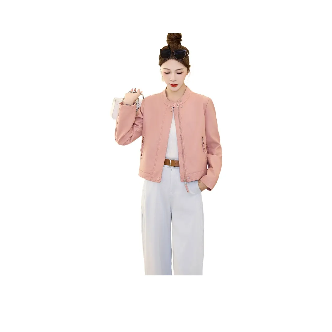 Yi Mengyuan Кожа Куртка Пальто Женские