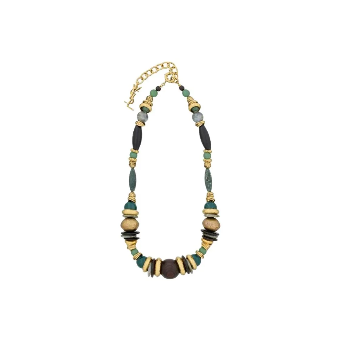 SAINT LAURENT Wooden, Metal, Resin, Aventurine, Agate Necklaces Unisex Multicolor