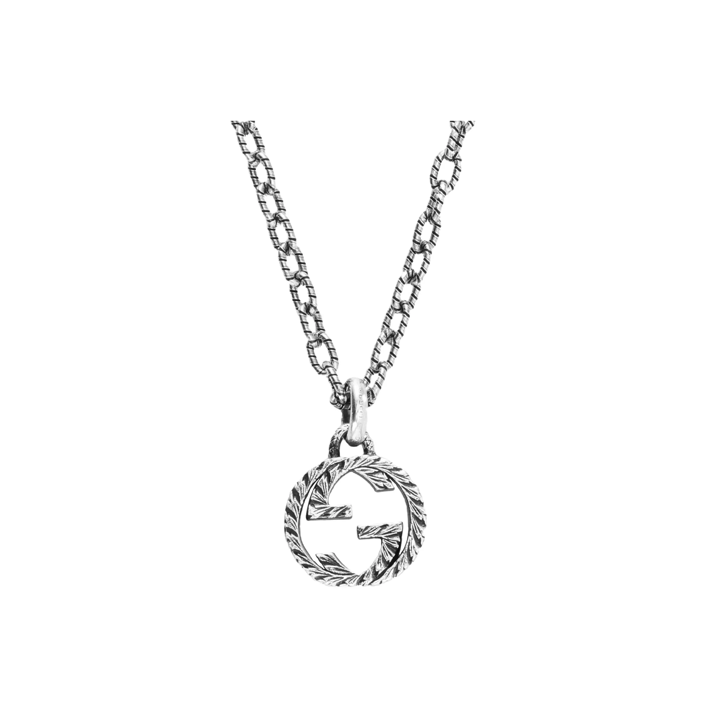 GUCCI Sterling Silver Interlocking G Necklace