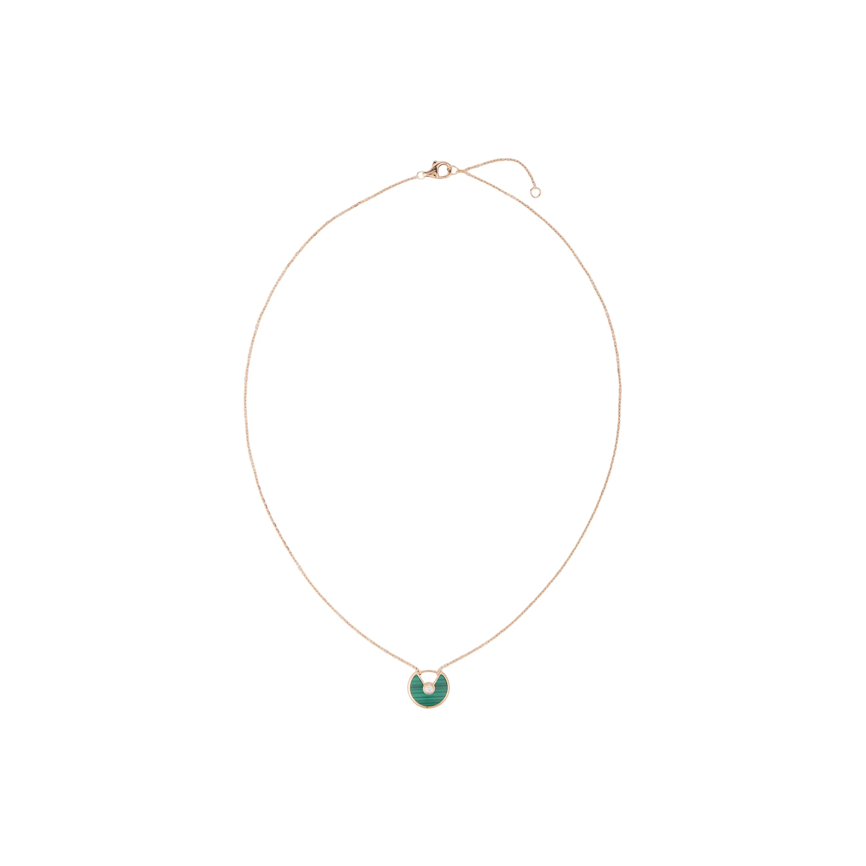 Cartier 18K Rose Gold Amulette De Cartier Malachite Diamond Necklace