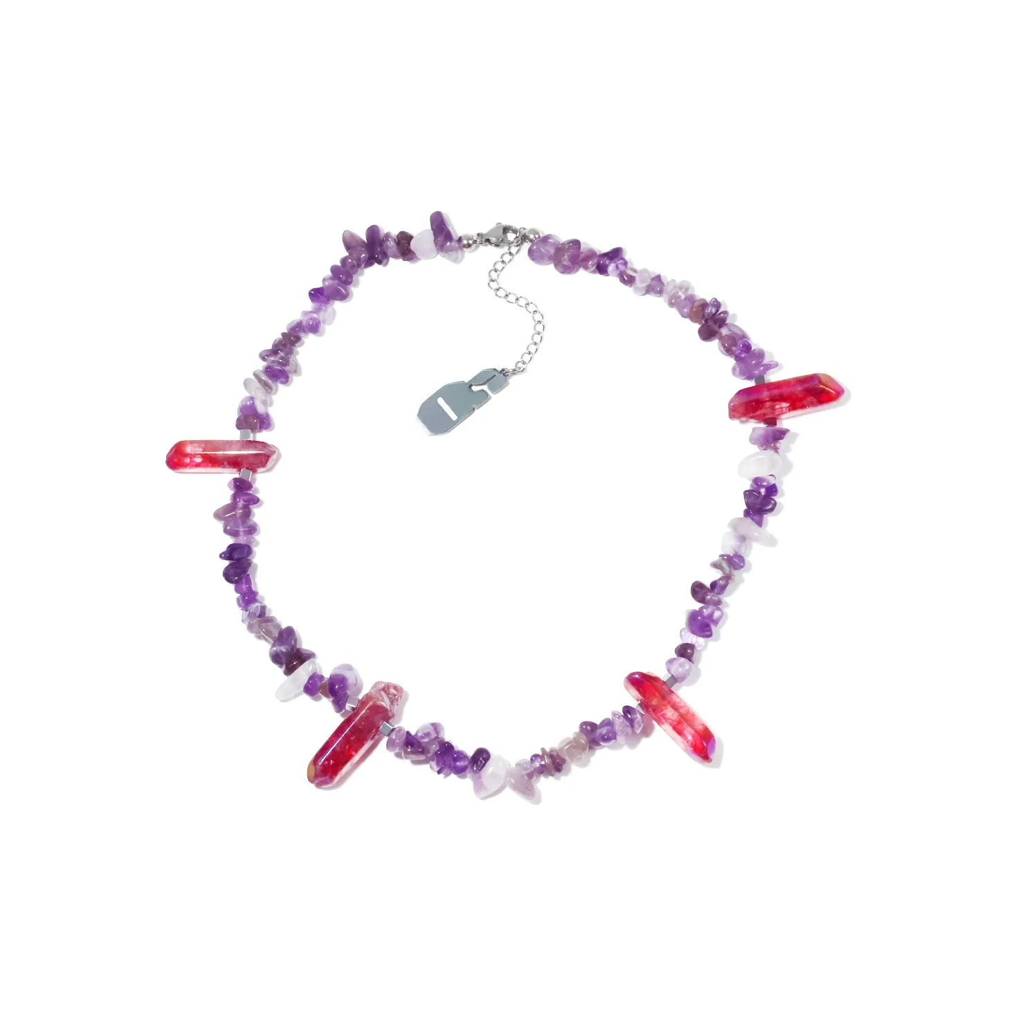 Get'em ON Фиолетовый Crushed Камень Красный Камень Column Ожерелья Унисекс