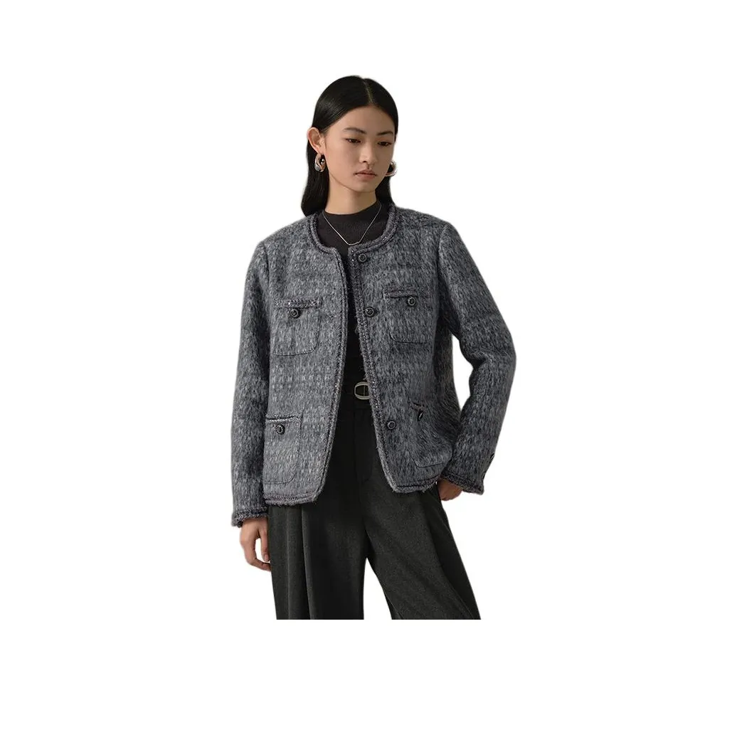 AYILIAN Укороченная куртка женская Pigeon серого цвета