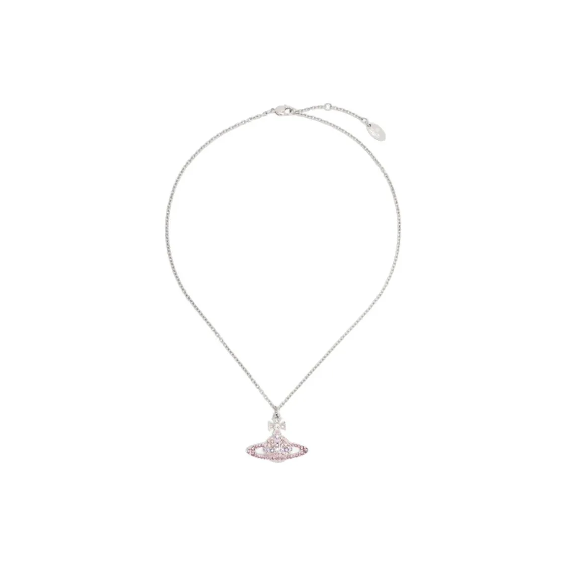 Вивьен Вествуд Латунь Кристалл Saturn Logo Подвеска Ожерелье Женское Серебро Розовый Фиолетовый