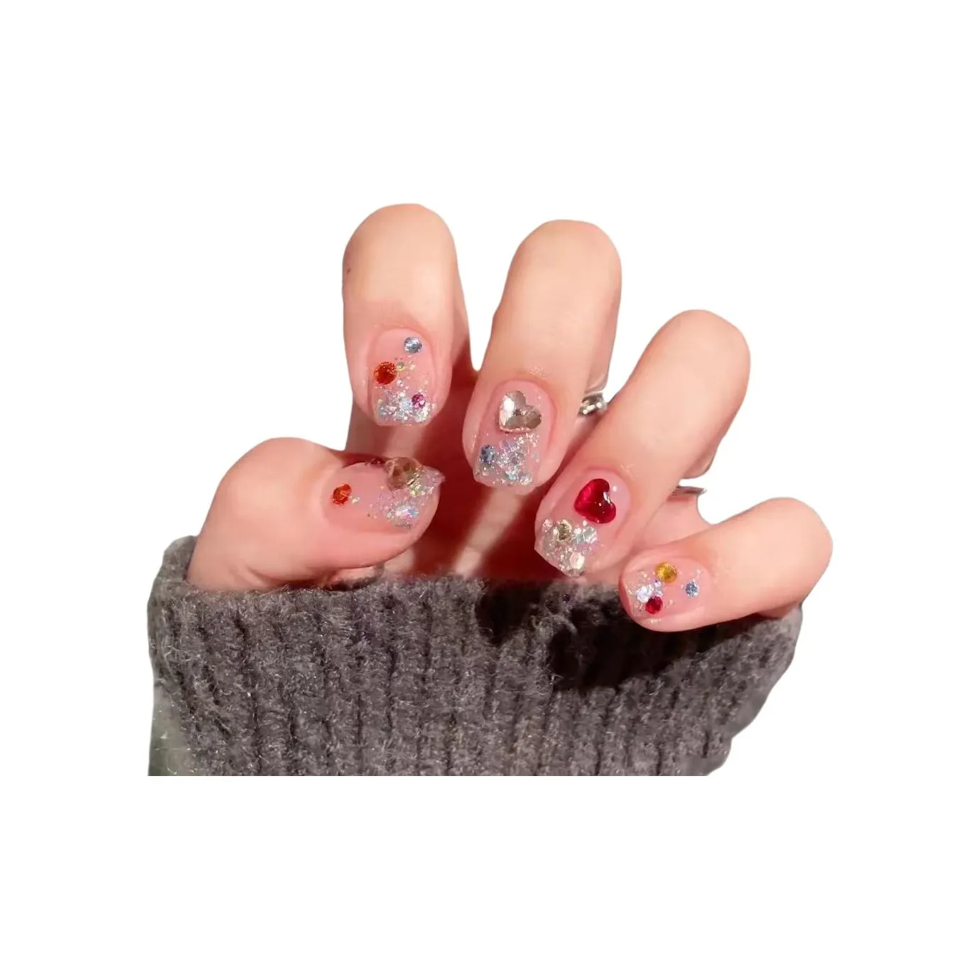 XIAMEIYU Ins Драгоценный камень Ручной работы Укороченный Nail Art 15 мм Фальшивая пластина Короткий ЛАДДЕР Дофаминовая одежда Смужка Флашинг