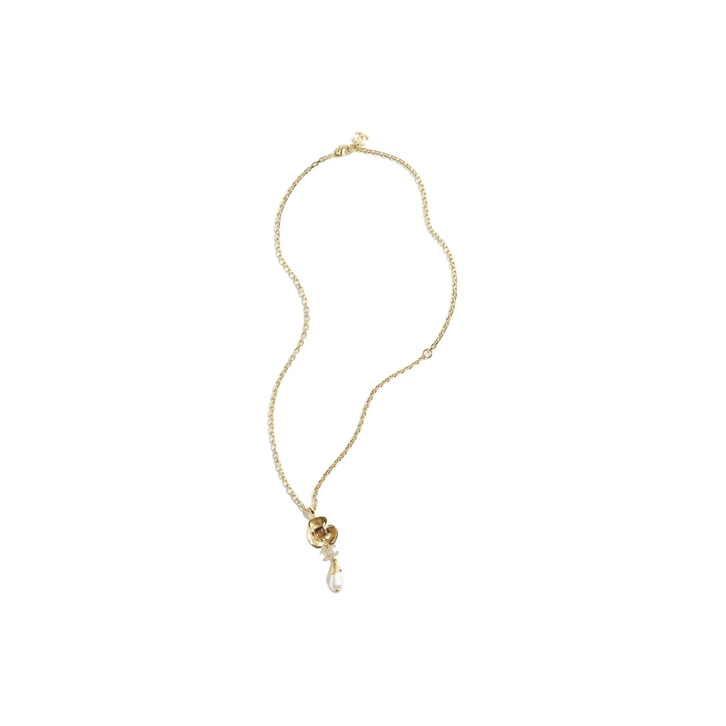 CHANEL Metal, Resin, Glass, Pearl, Diamond, Crystal Necklaces Women's Gold