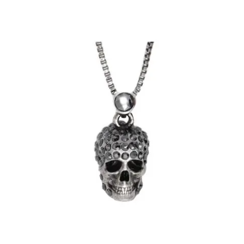 Alexander McQueen Pave Skull Pendant Necklace