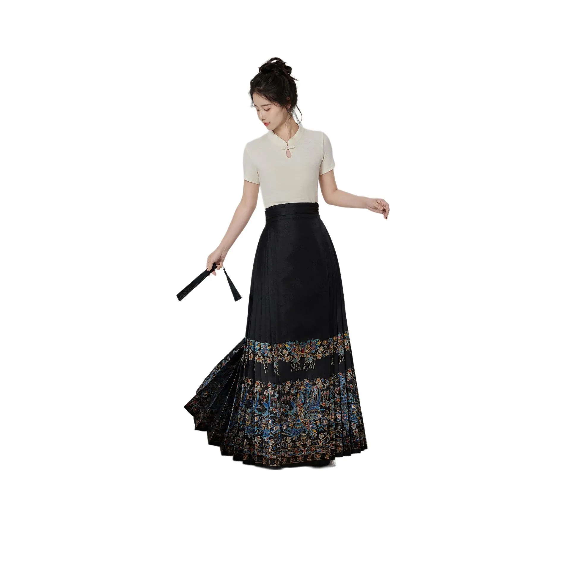 XINGHEHANGE Повседневная юбка Ханьфу в стиле Мин традиционный китайский стиль повседневная длинная юбка женская