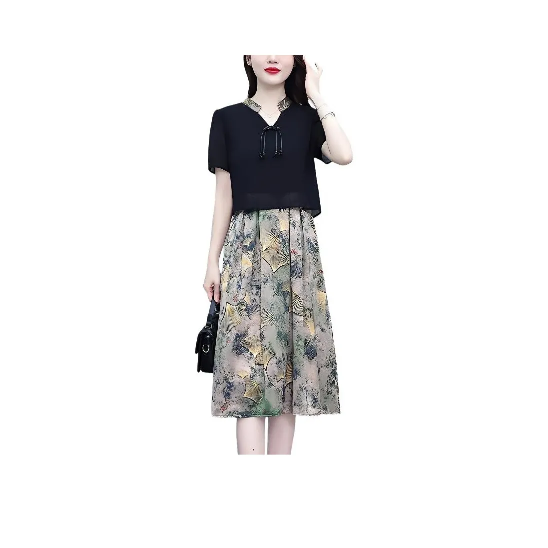 Flowers In Water Короткий рукав Платье Женское