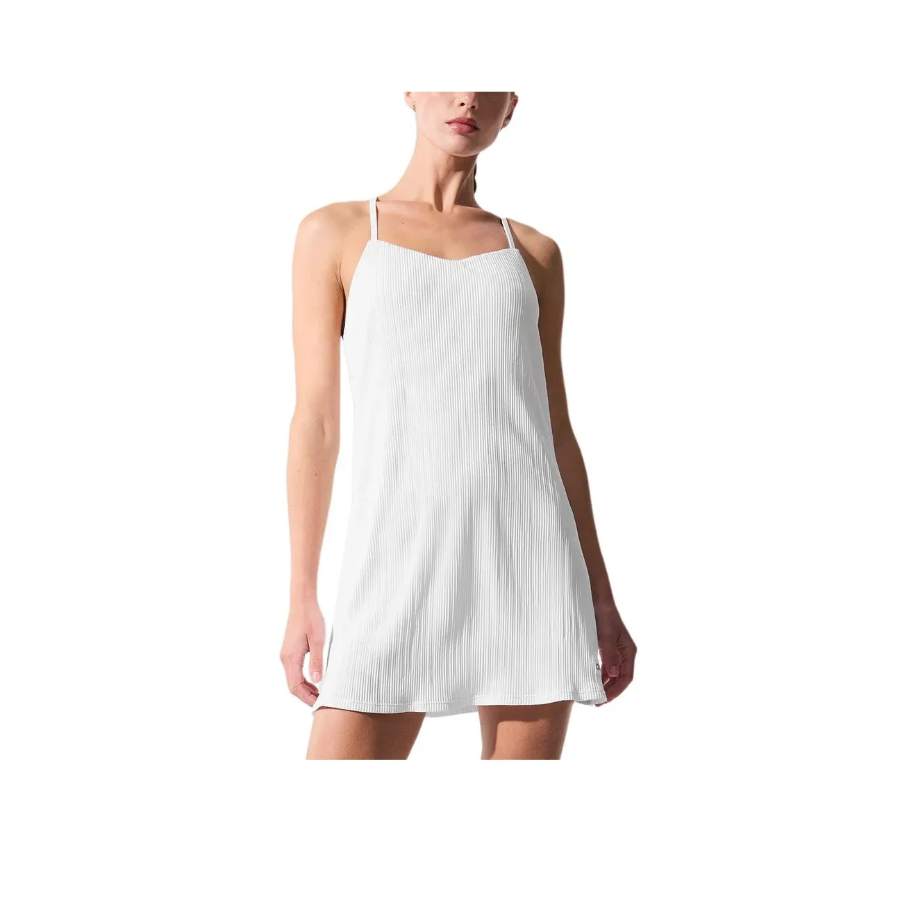 Alo Yoga Micro Plisse Game On Slip Dress Women's