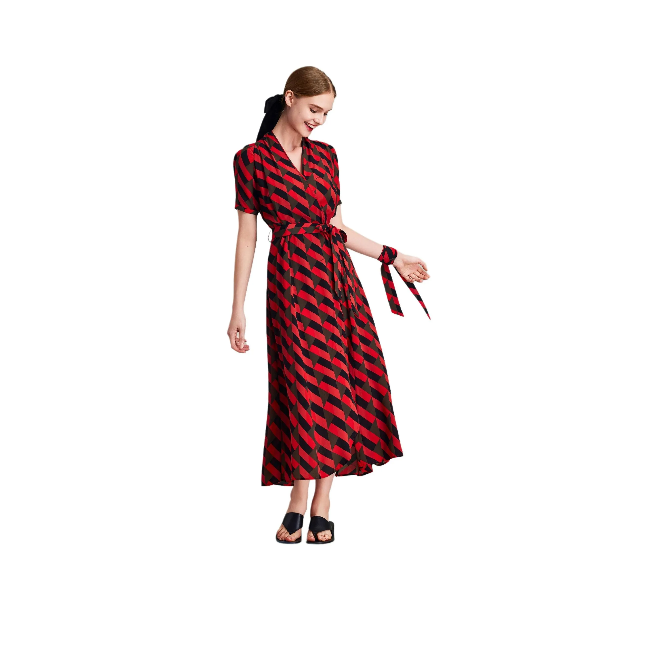 HAVVA Short Sleeved Dress Women's Red