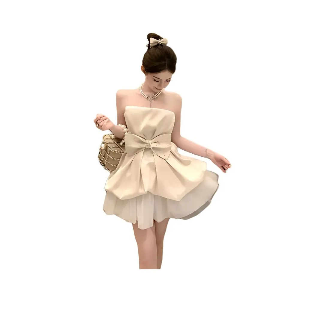 MORii Без рукавов Платье Женское Абрикосовое