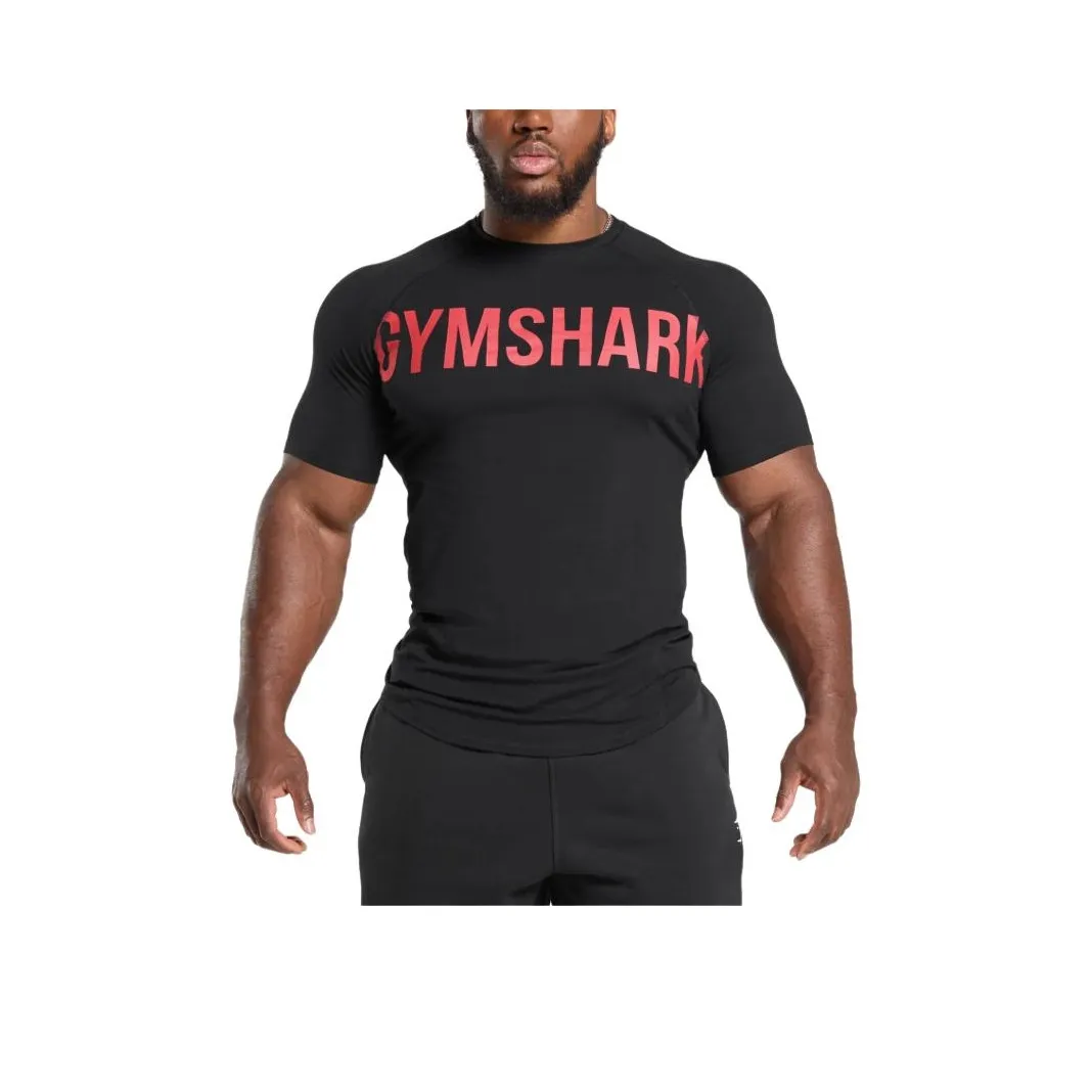 GYMSHARK T-Shirt Мужской Черный Красный