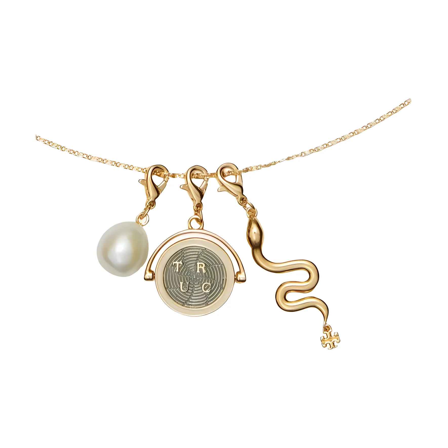TORY BURCH Brass, Pearl Necklaces Unisex Gold