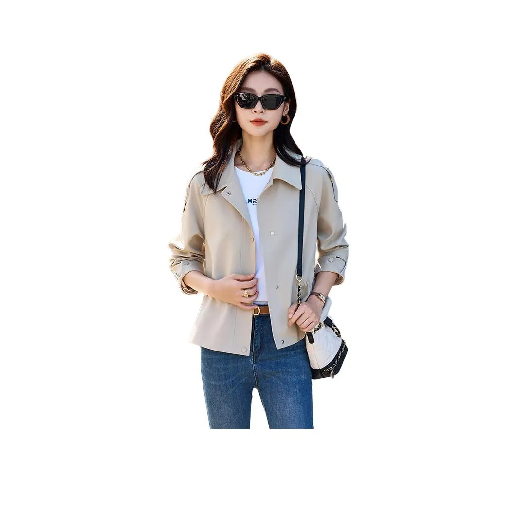 Yi Mengyuan Cropped Trench Coat Women's Vanilla Rice