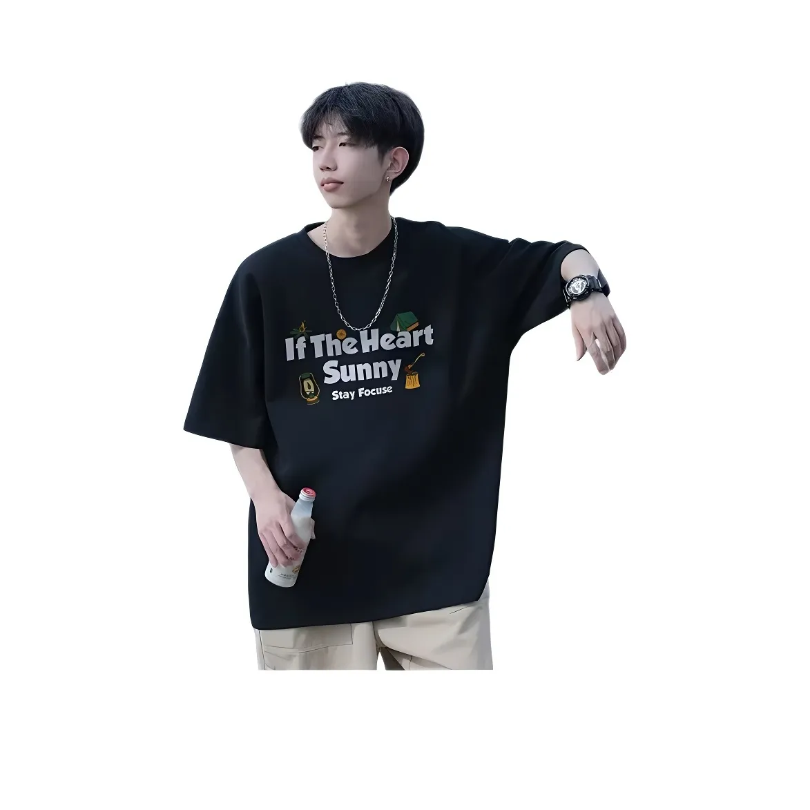 Wooden Rabbit Повседневный Универсальный Модный бренд Letter print fashion Эксклюзивный Спортивный Свободный крой Длинные рукава Мужской