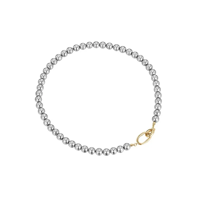 LILY LOTTY Alloy Faux Pearl Necklaces Women's Gray