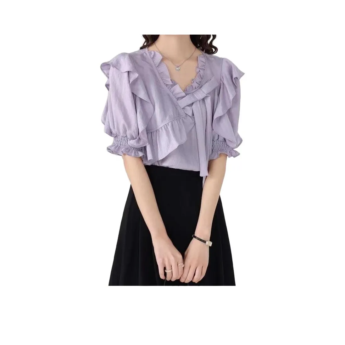 MUCCHIC Буф-рукав Т-рубашка Женская