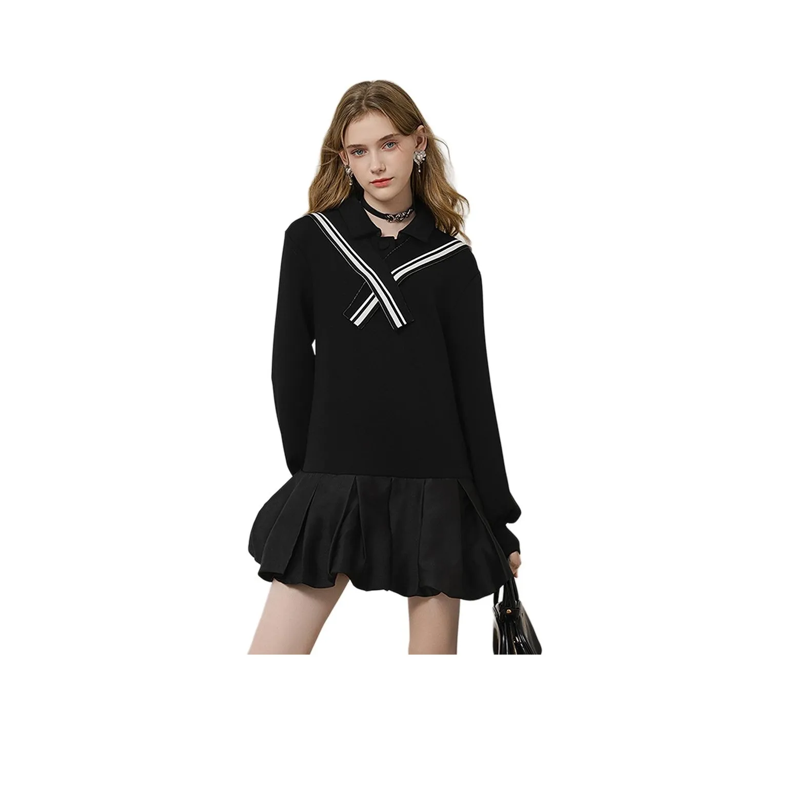 JORYAweekend Длинное платье с длинными рукавами женское черное