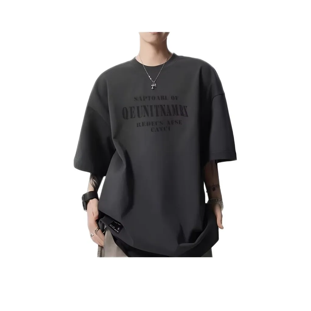 TONYBEAR Повседневный Нишевый Универсальный Мода Дизайн Мода Свободный крой Топ с рукавами длиной до локтя Мужской