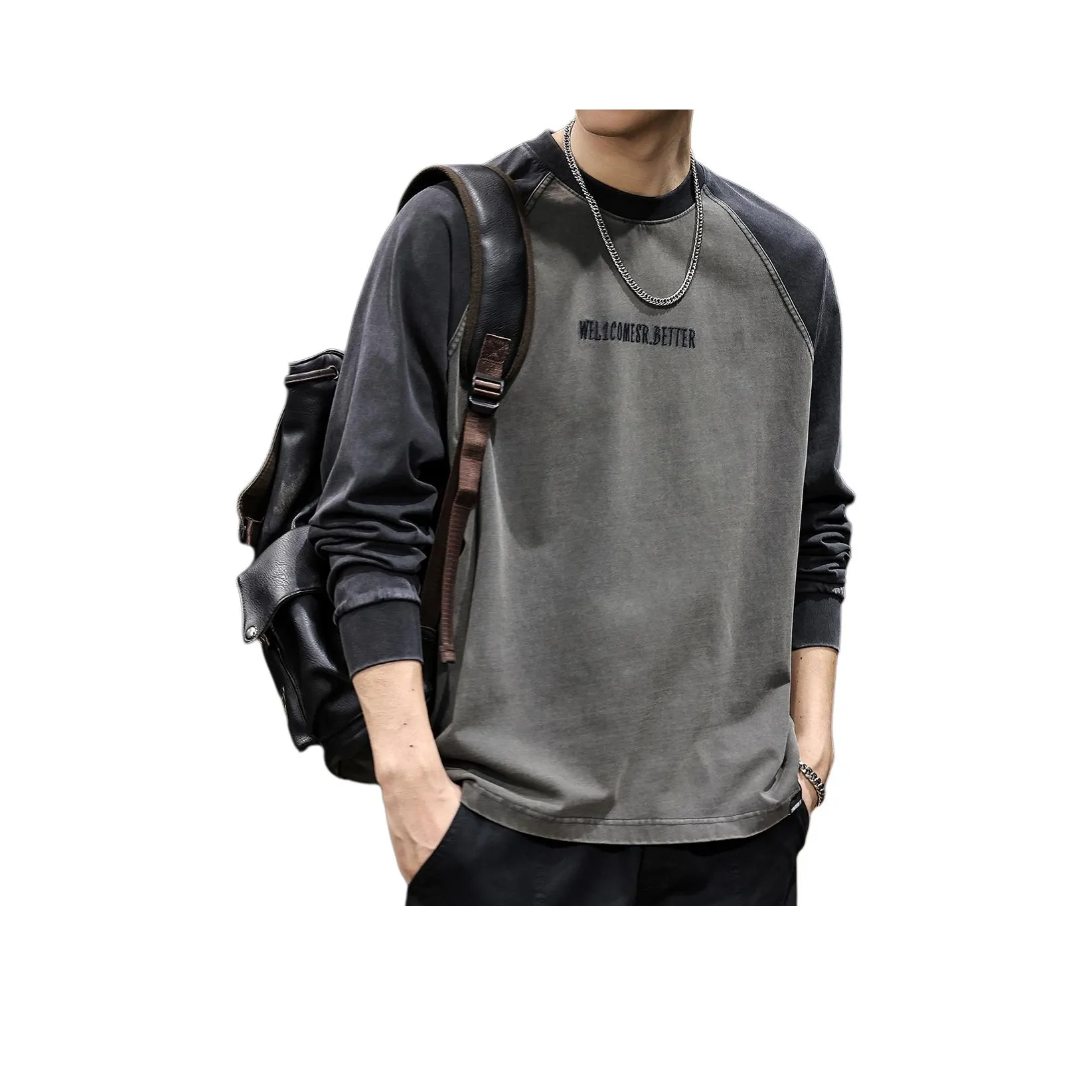 MR.MUDI Черный Серый Цвет Унисекс Свитшоты