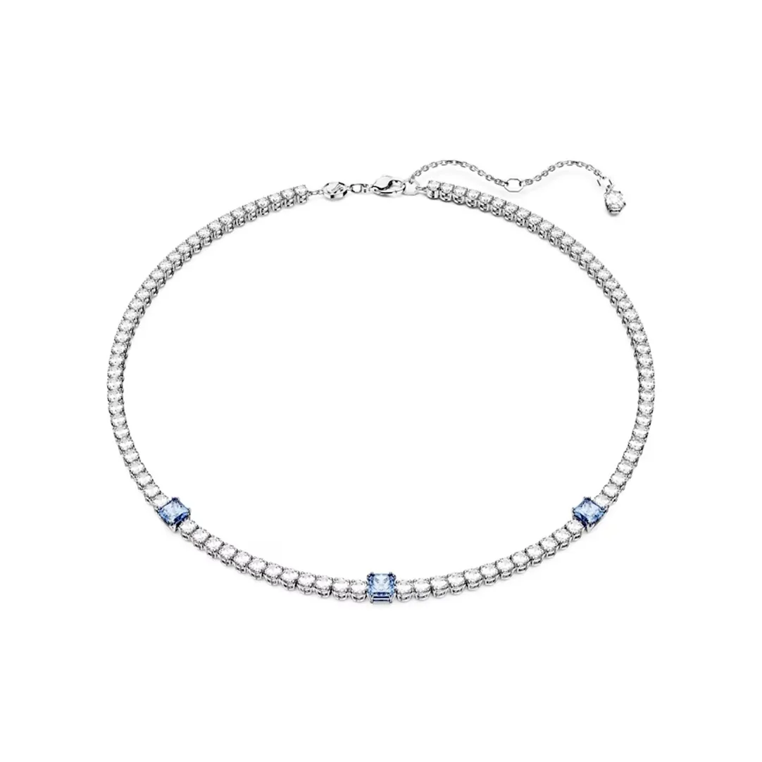 Swarovski Matrix Tennis Cubic Zircon White Gold-Plated Necklaces Women's Silver